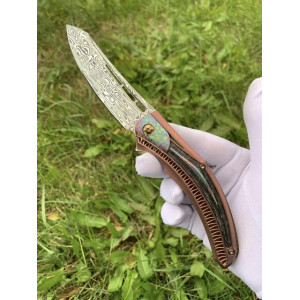 IRONBELLY ексклюзивний колекційний складний ніж ручної роботи студії KUSTOM KNIVES - Лезо Damasteel® RWL-34™ 61-62 HRC. Photo 3